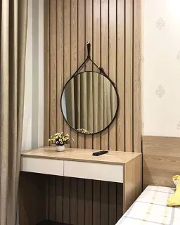 Gương Tròn Dây Da Đen