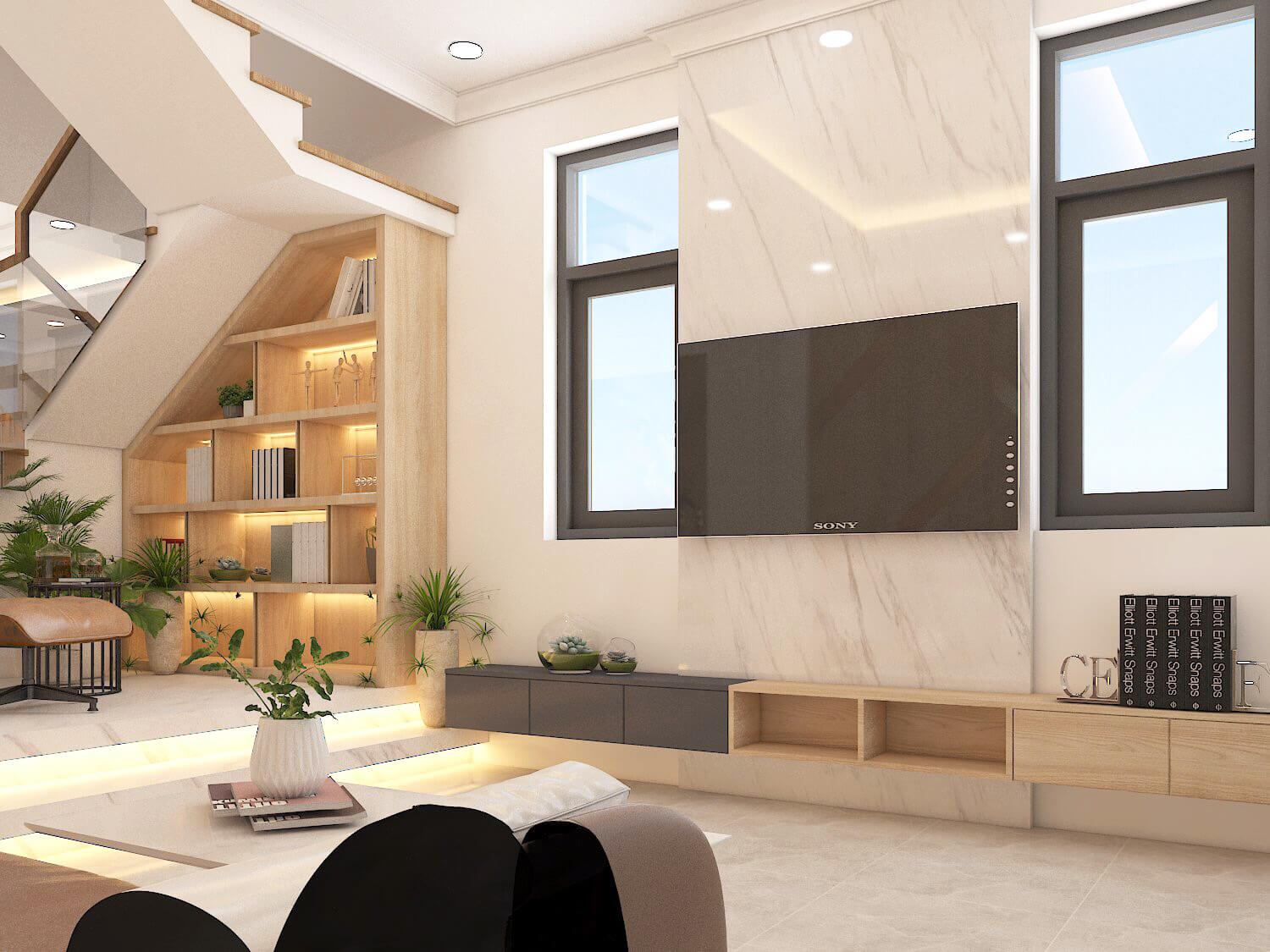 Phòng khách, phong cách Hiện đại Modern, thiết kế concept nội thất, nhà phố Gò Vấp