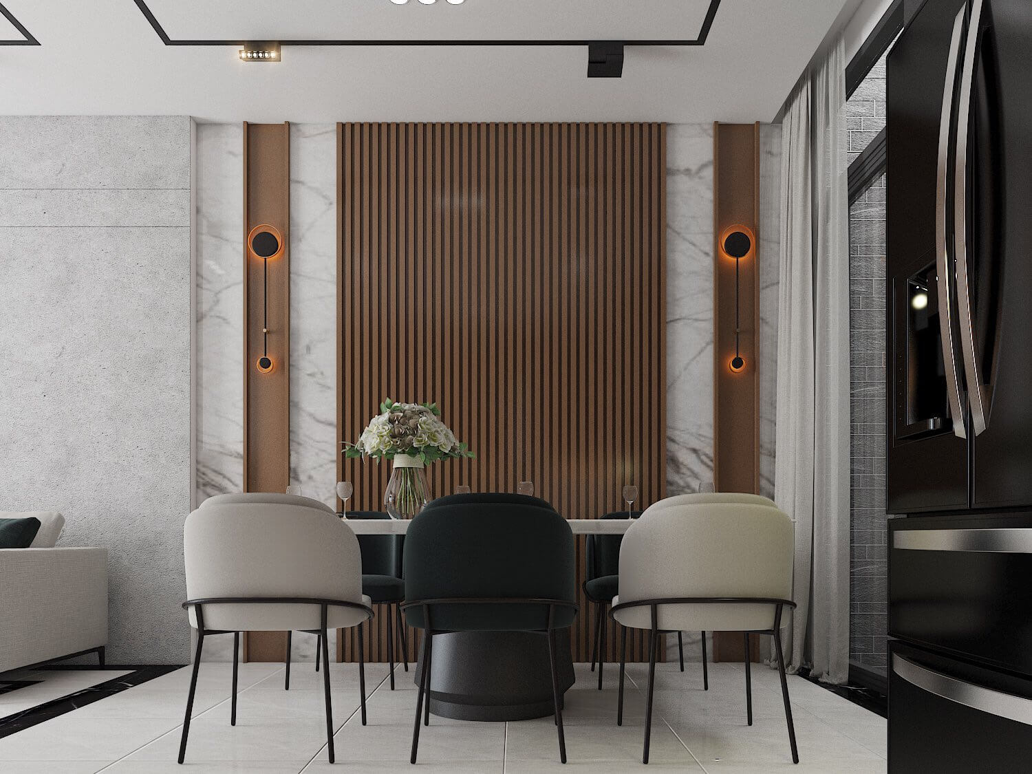 Phòng ăn, phong cách Hiện đại Modern, thiết kế concept nội thất, nhà phố Quận 4