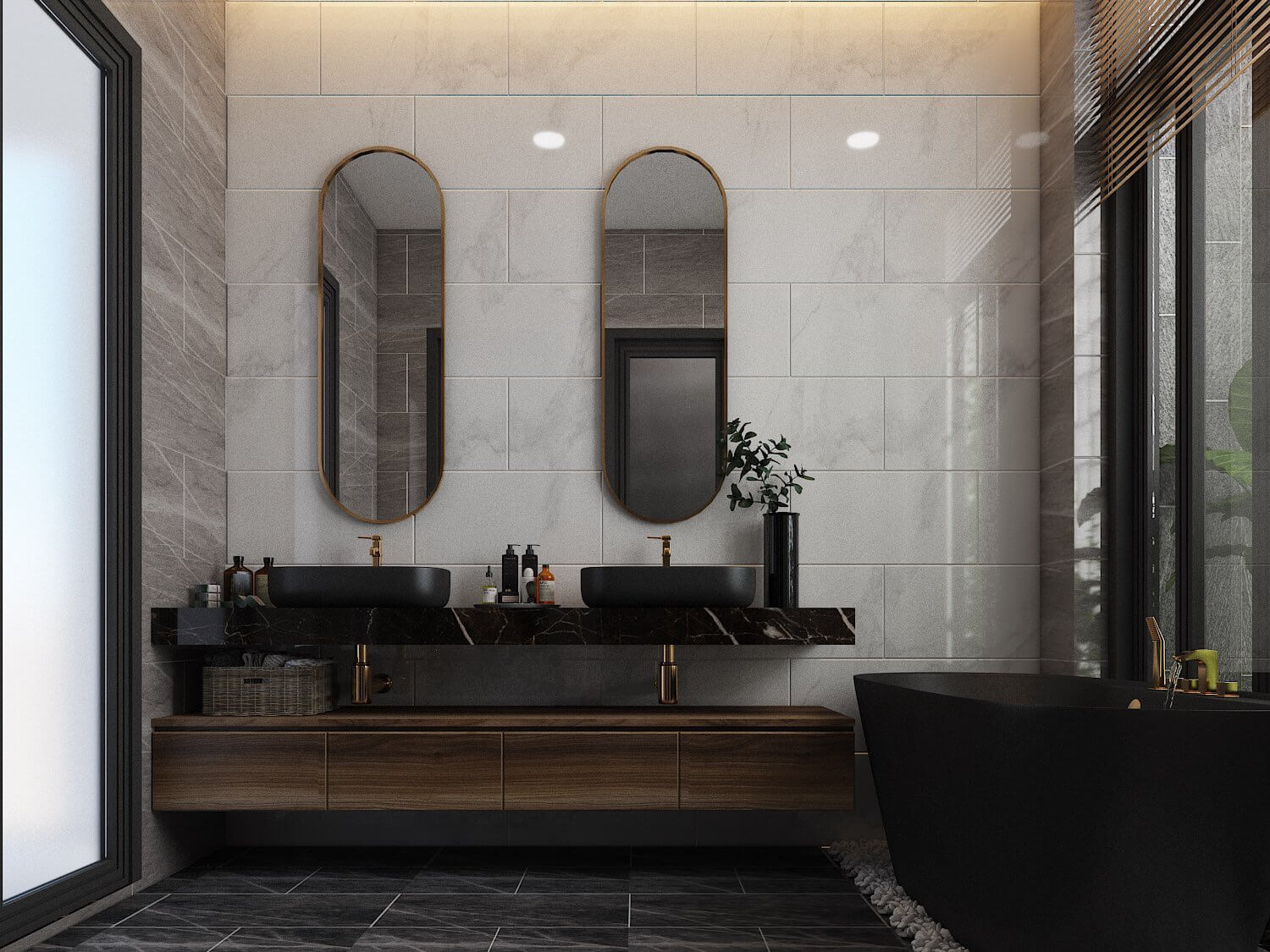 Phòng tắm, phong cách Hiện đại Modern, thiết kế concept nội thất, nhà phố Quận 4