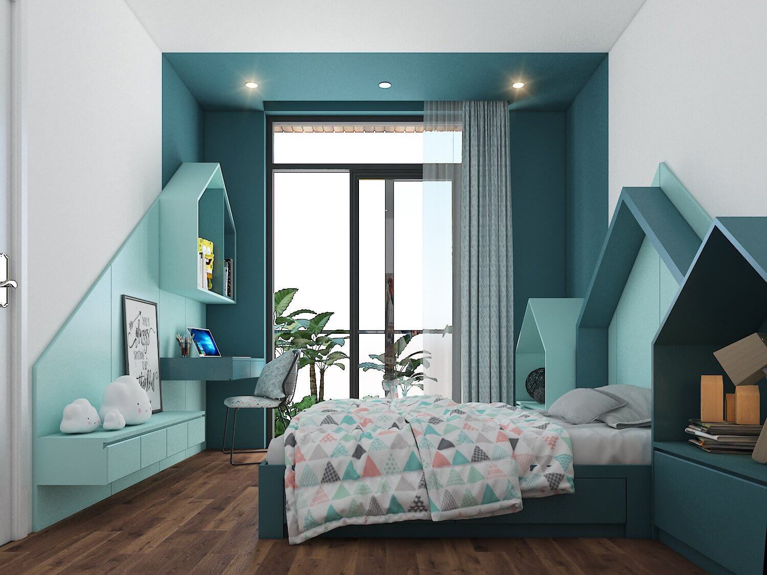Phòng ngủ, phong cách Hiện đại Modern, thiết kế concept nội thất, nhà phố Quận 4