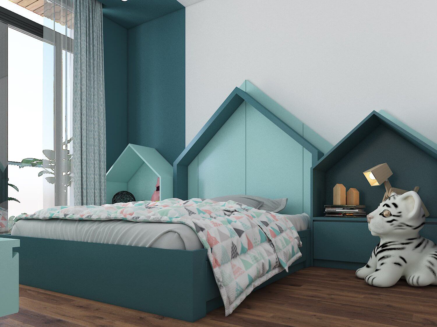 Phòng ngủ, phong cách Hiện đại Modern, thiết kế concept nội thất, nhà phố Quận 4