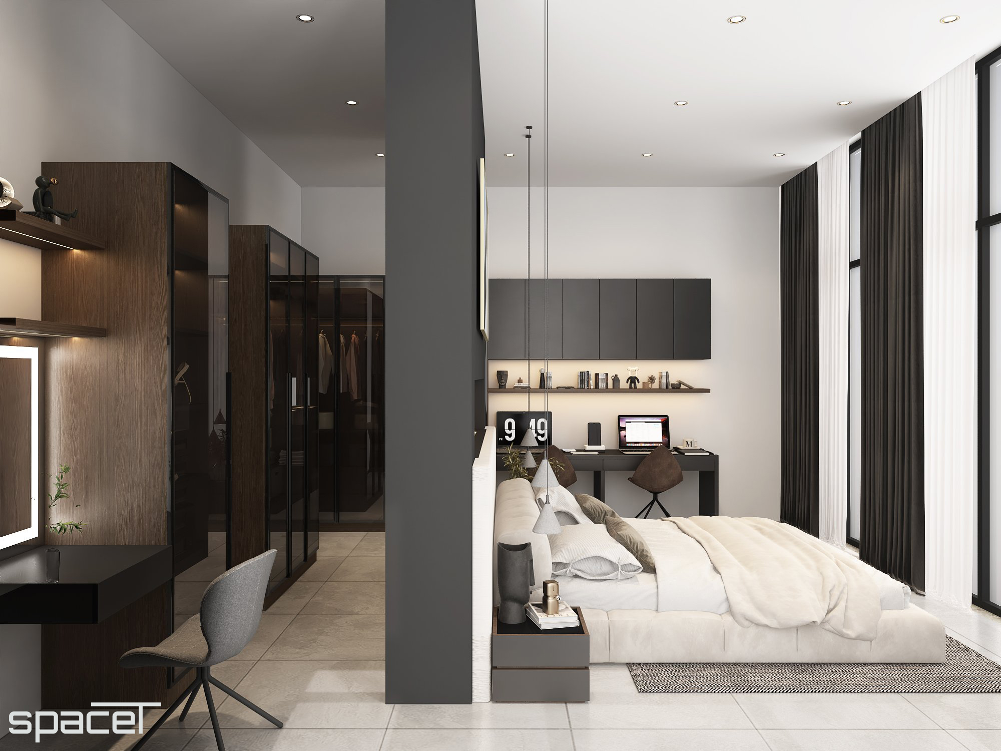 Phòng ngủ, phong cách Hiện đại Modern, thiết kế concept nội thất, villa Dầu Tiếng Bình Dương