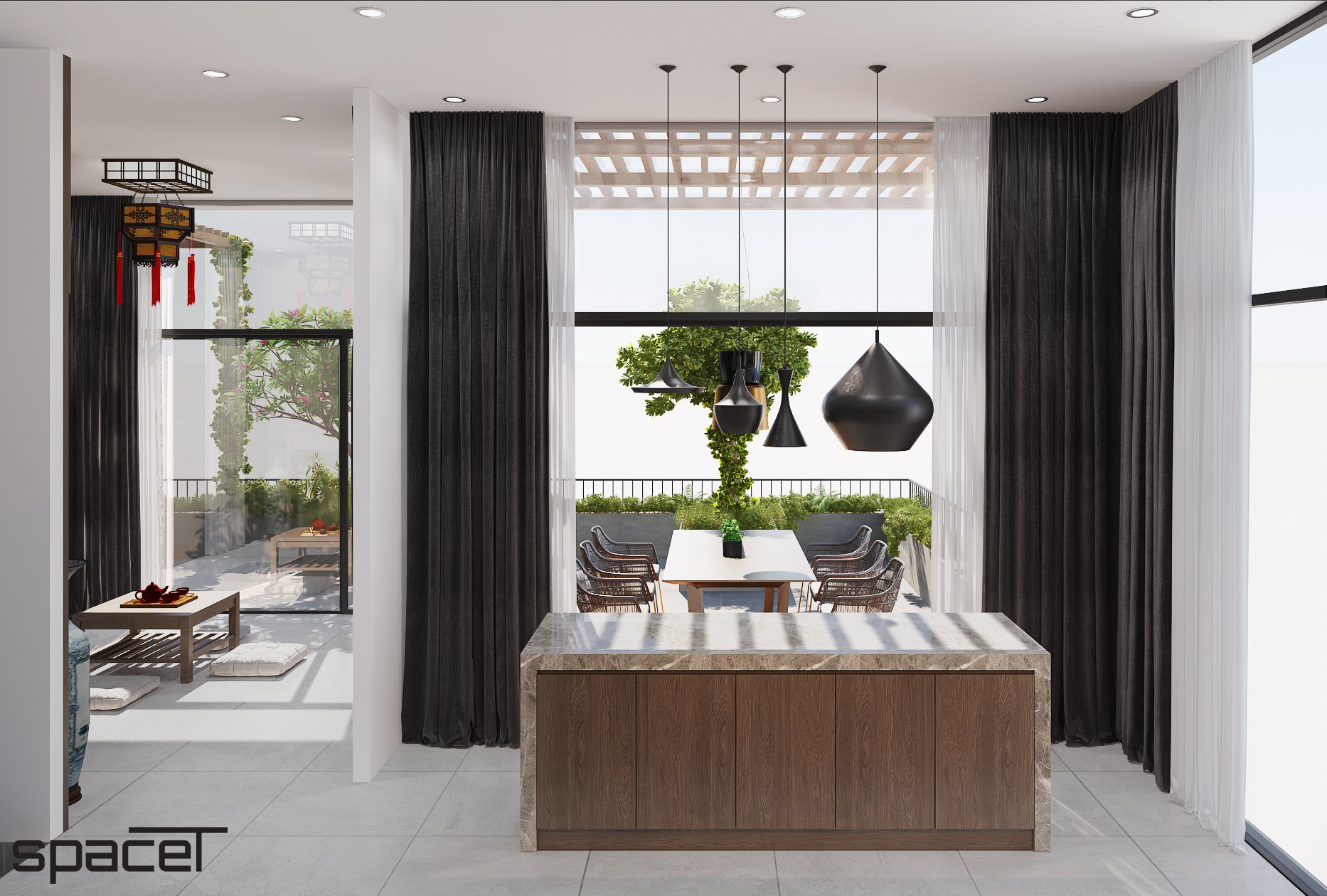 Phòng bếp, phong cách Hiện đại Modern, thiết kế concept nội thất, villa Dầu Tiếng Bình Dương