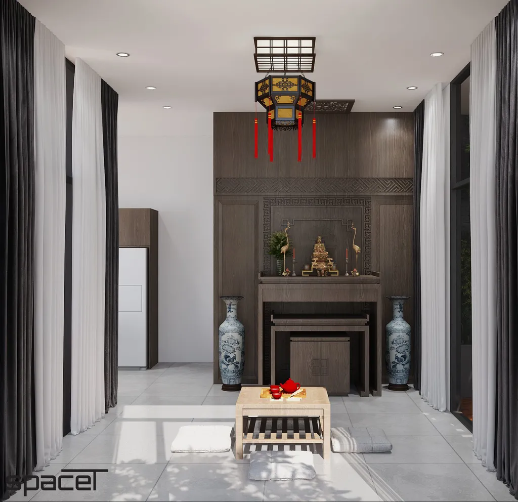 Phòng thờ, phong cách Hiện đại Modern, thiết kế concept nội thất, villa Dầu Tiếng Bình Dương