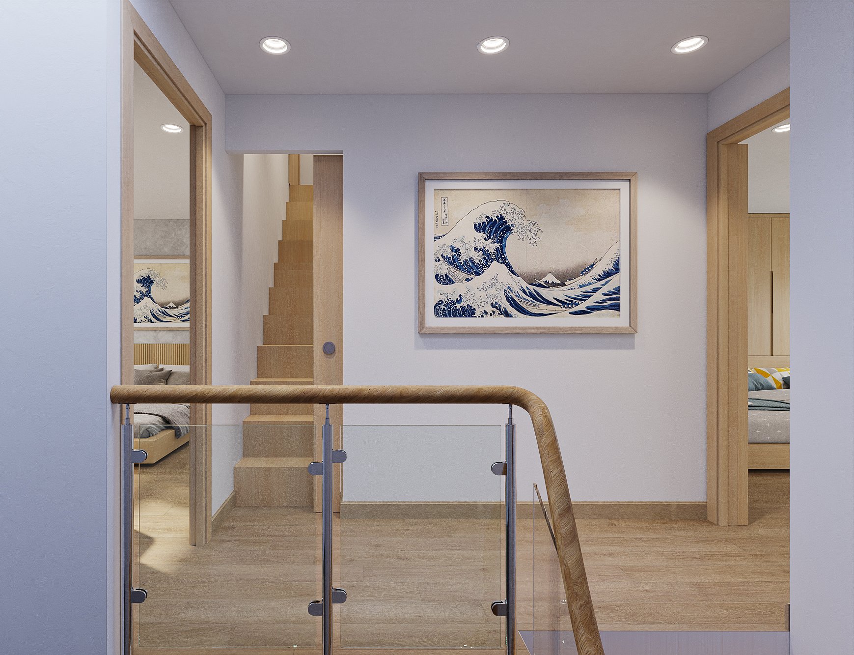 Lối đi, phong cách Japandi, thiết kế concept nội thất, nhà phố liền kề NovaWorld Phan Thiết.