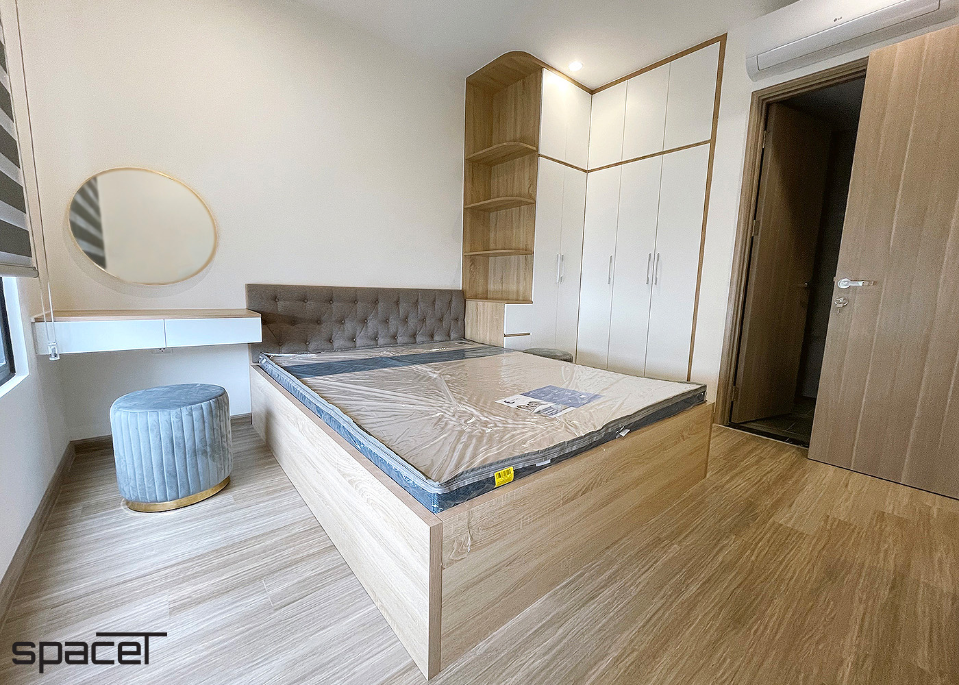 Phòng ngủ, phong cách hiện đại Modern, hoàn thiện nội thất, căn hộ The Origami Vinhomes