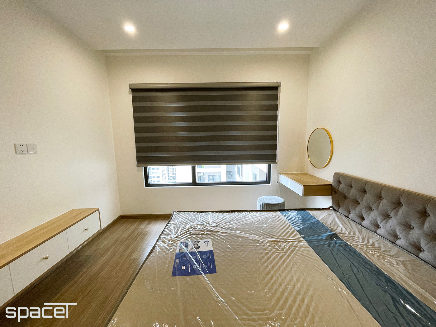 Phòng ngủ, phong cách hiện đại Modern, hoàn thiện nội thất, căn hộ The Origami Vinhomes