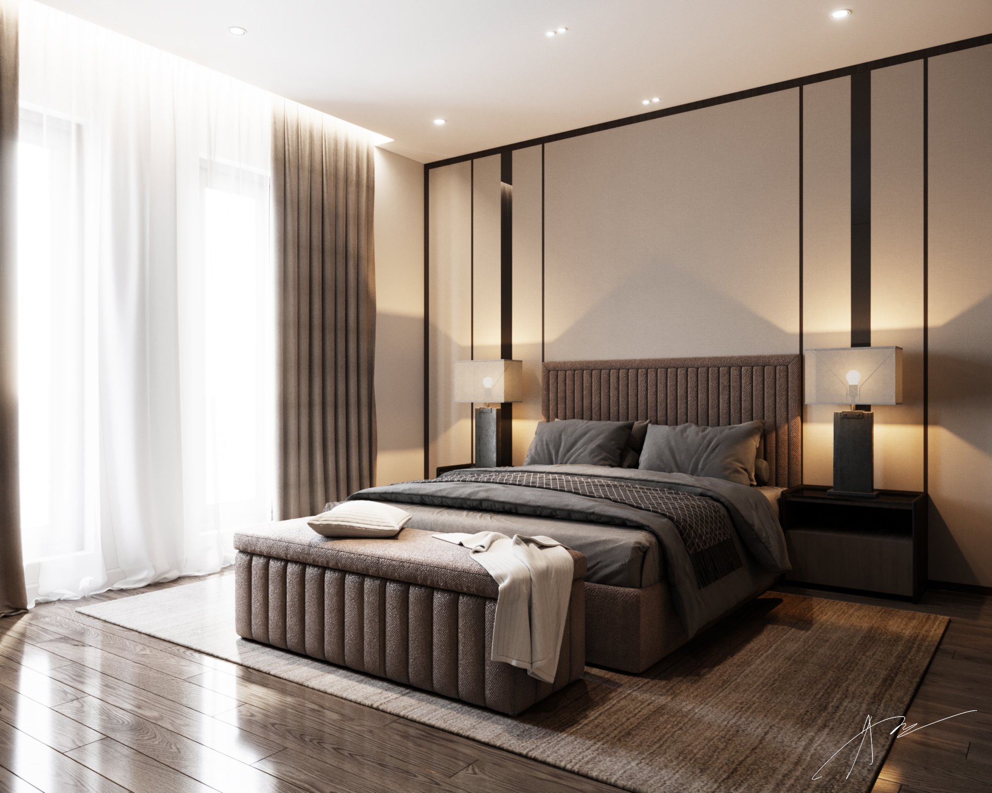 Phòng ngủ, phong cách hiện đại Modern, thiết kế concept nội thất, nhà phố Verosa Park Khang Điền