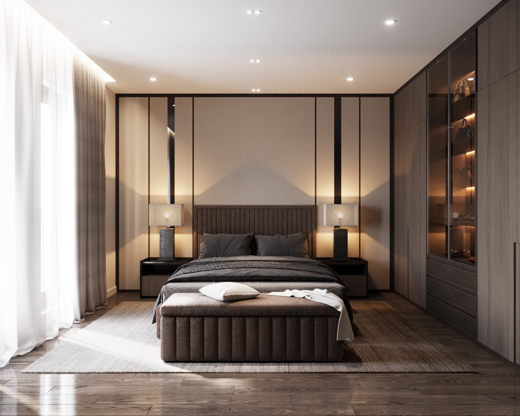 Phòng ngủ, phong cách hiện đại Modern, thiết kế concept nội thất, nhà phố Verosa Park Khang Điền