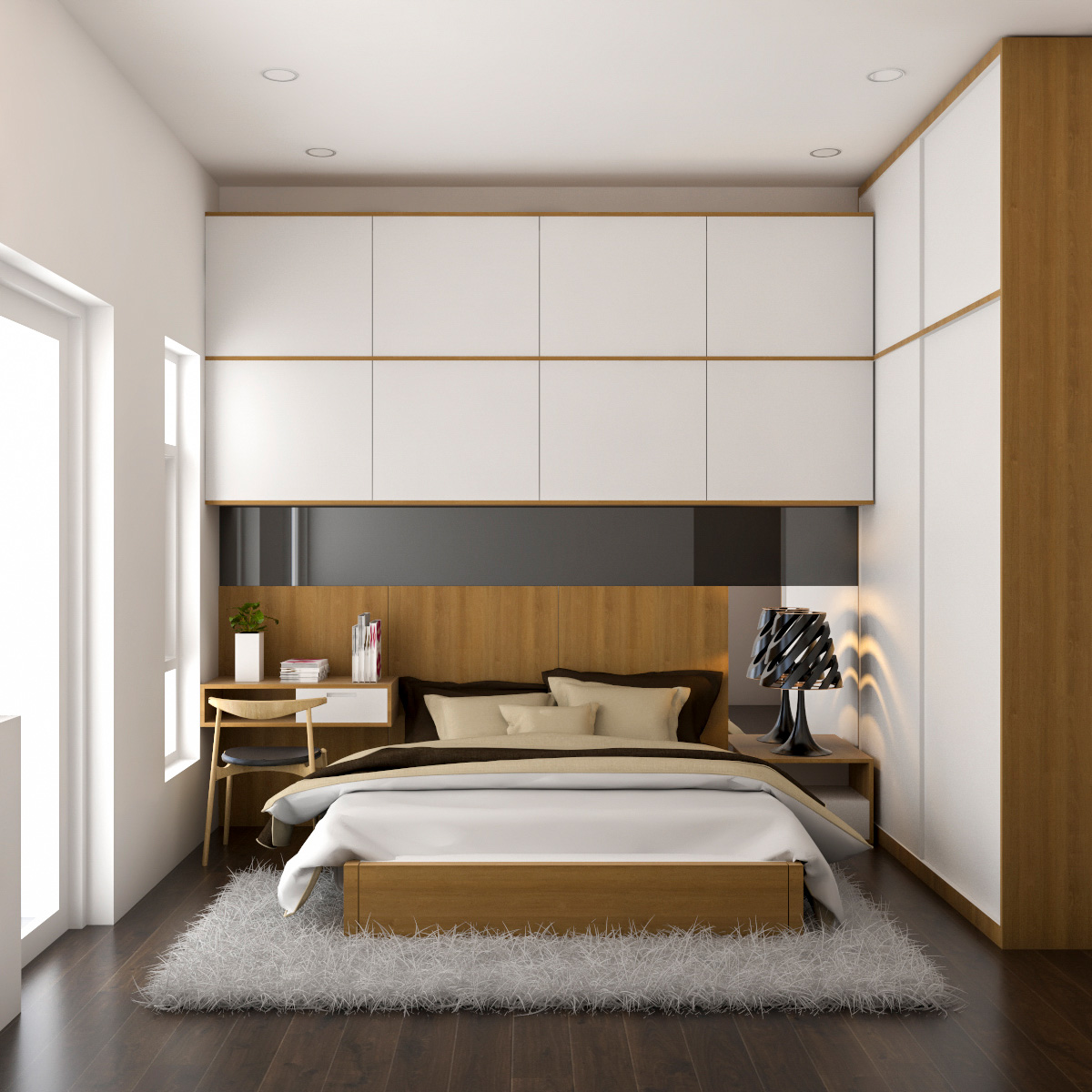 Phòng ngủ, phong cách hiện đại Modern, thiết kế concept nội thất, nhà phố Park Riverside