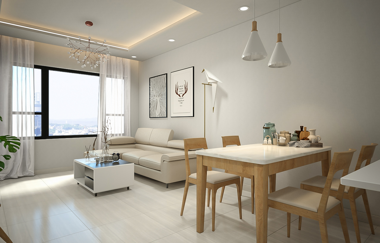 Phòng ăn, phòng khách, phong cách Hiện đại Modern, thiết kế concept nội thất, căn hộ The Tresor