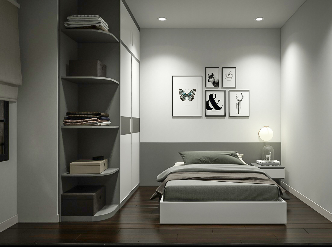 Phòng ngủ, phong cách Hiện đại Modern, phong cách Tối giản Minimalist, thiết kế concept nội thất, căn hộ The Tresor