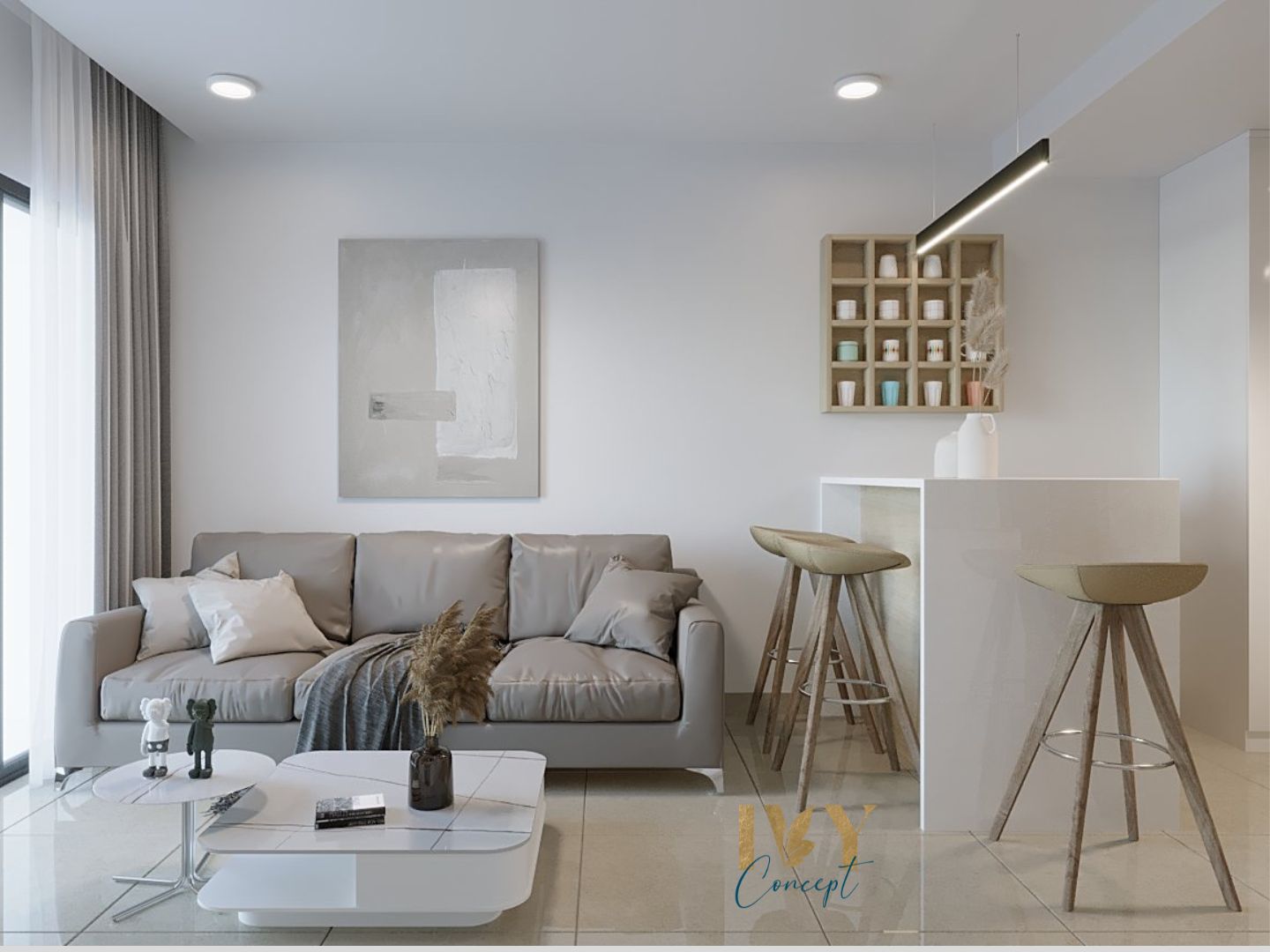 Phòng khách, phong cách Hiện đại Modern, thiết kế concept nội thất, căn hộ River Panorama