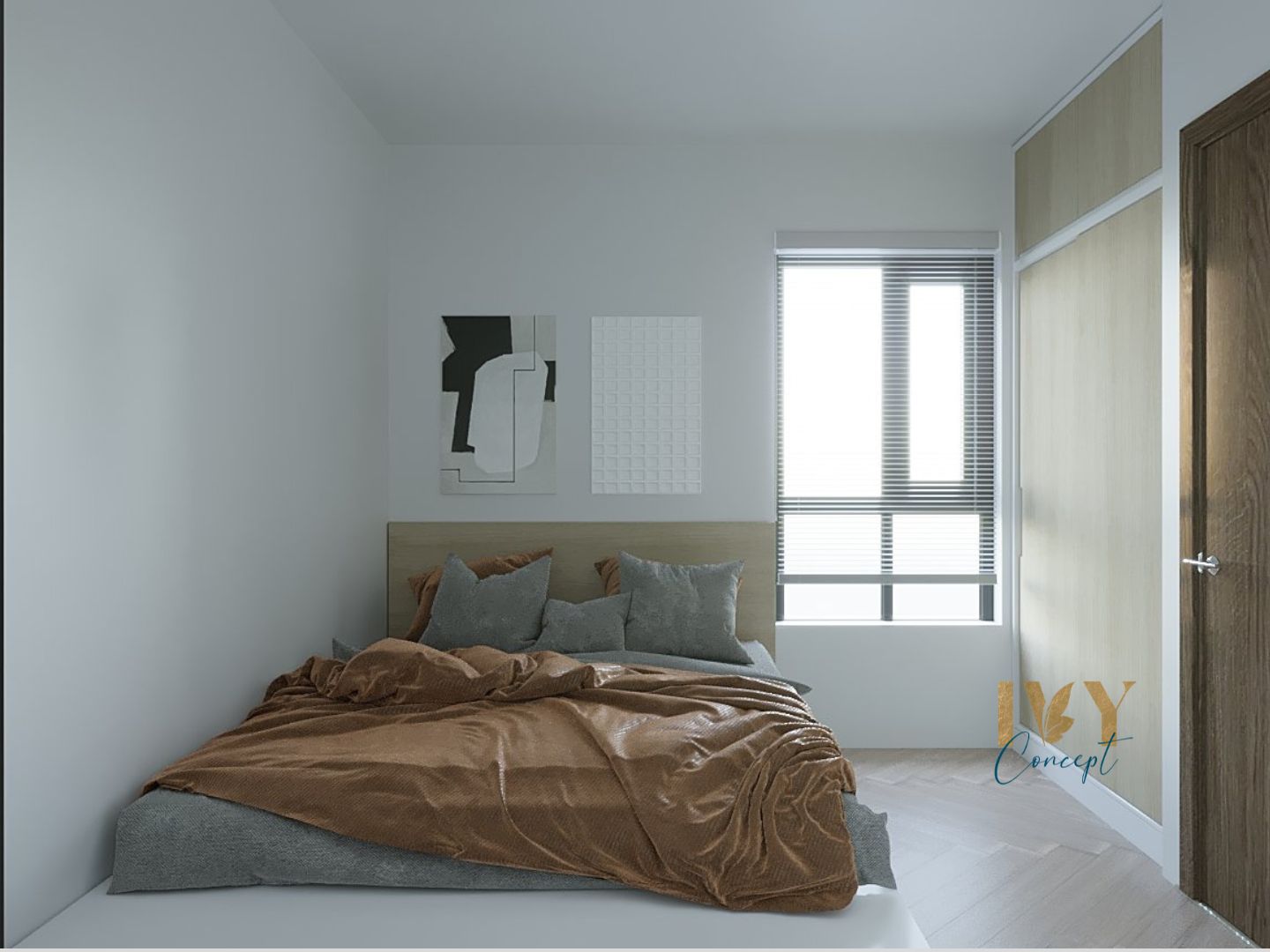 Phòng ngủ, phong cách Hiện đại Modern, thiết kế concept nội thất, căn hộ River Panorama