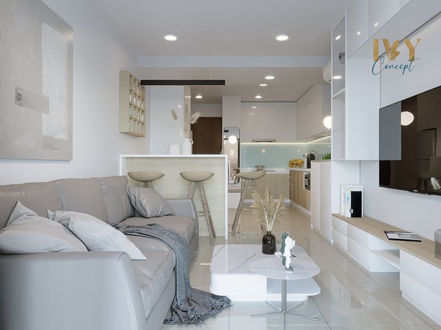 Phòng khách, phong cách Hiện đại Modern, thiết kế concept nội thất, căn hộ River Panorama