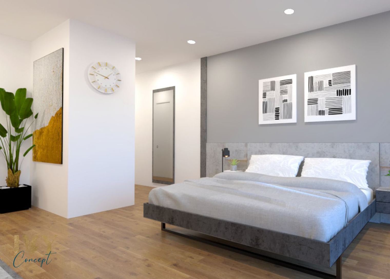 Phòng ngủ, phong cách Tối giản Minimalist, thiết kế concept nội thất, căn hộ PetroVietnam Landmark