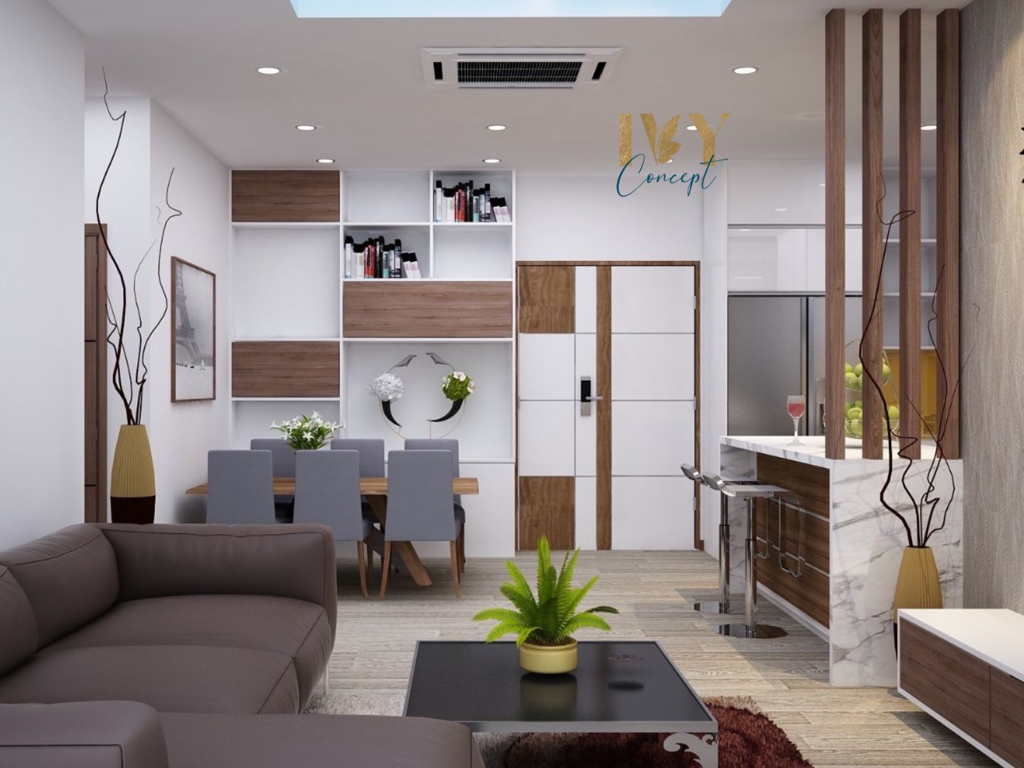 Phòng khách, phong cách Hiện đại Modern, thiết kế concept nội thất, căn hộ PetroVietnam Landmark