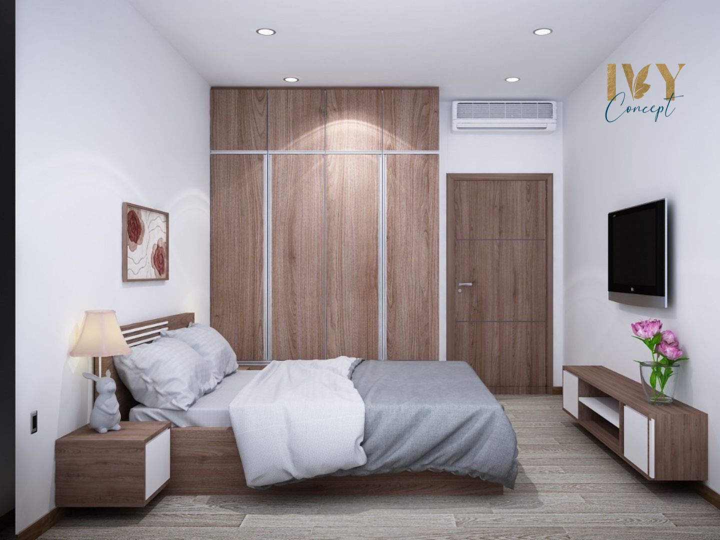 Phòng ngủ, phong cách Hiện đại Modern, thiết kế concept nội thất, căn hộ PetroVietnam Landmark