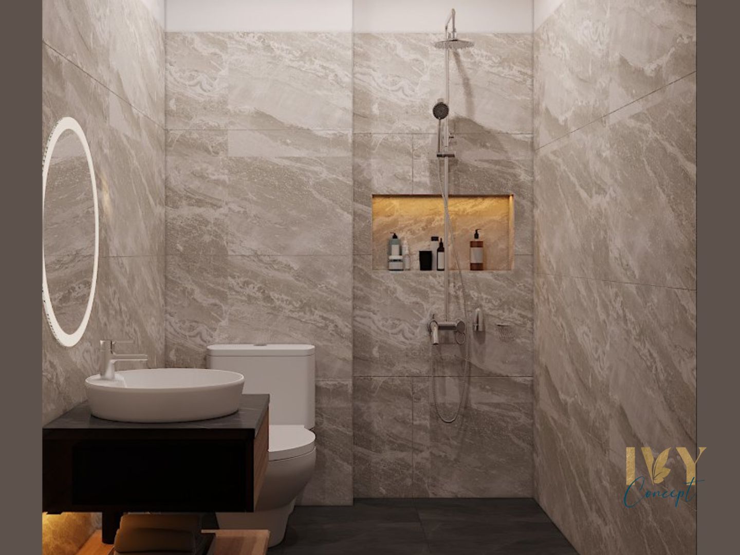 Phòng tắm, phong cách Hiện đại Modern, thiết kế concept nội thất, nhà phố Quận 7