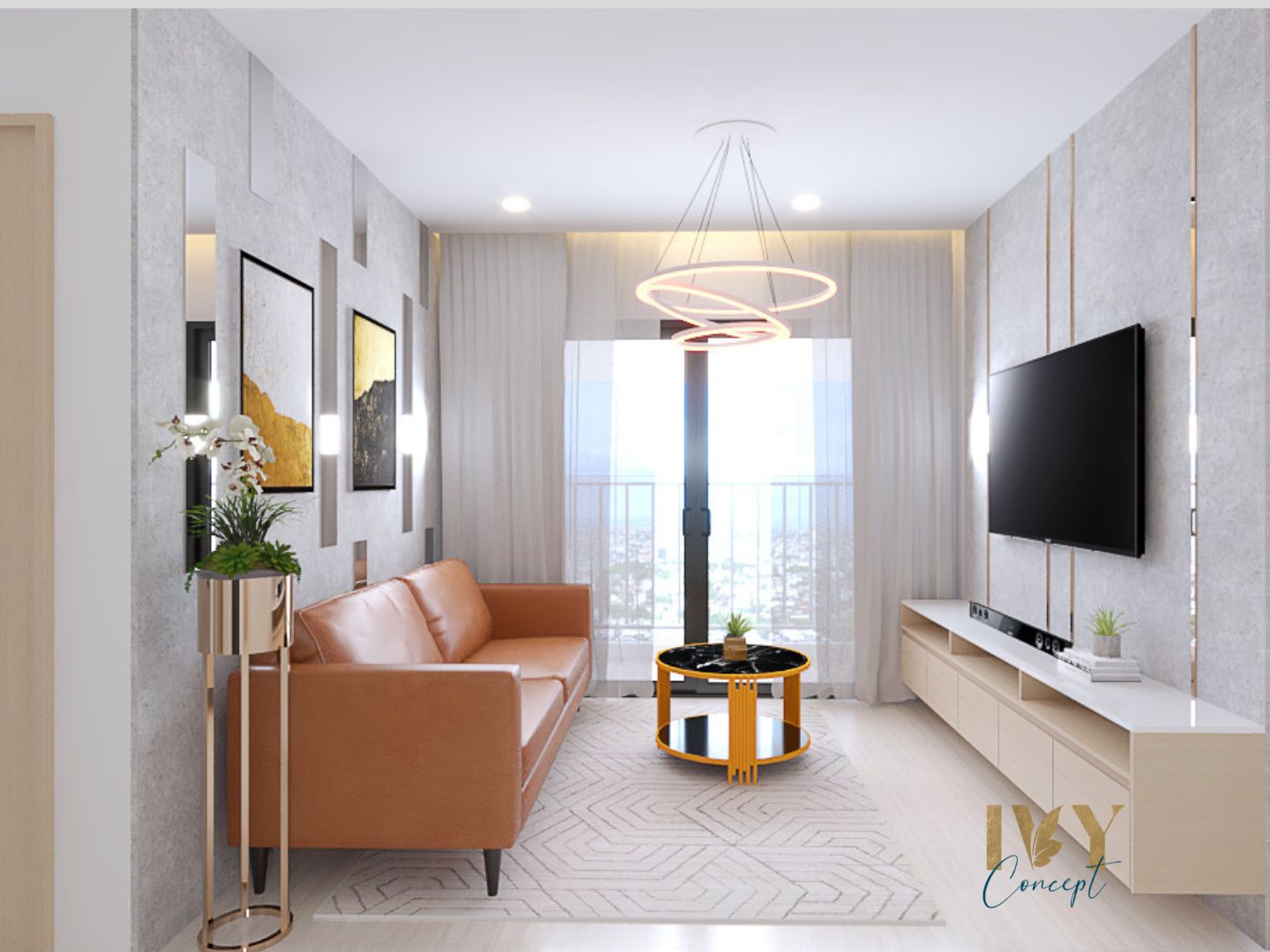 Phòng khách, phong cách Hiện đại Modern, thiết kế concept nội thất, căn hộ Vinhomes Grand Park