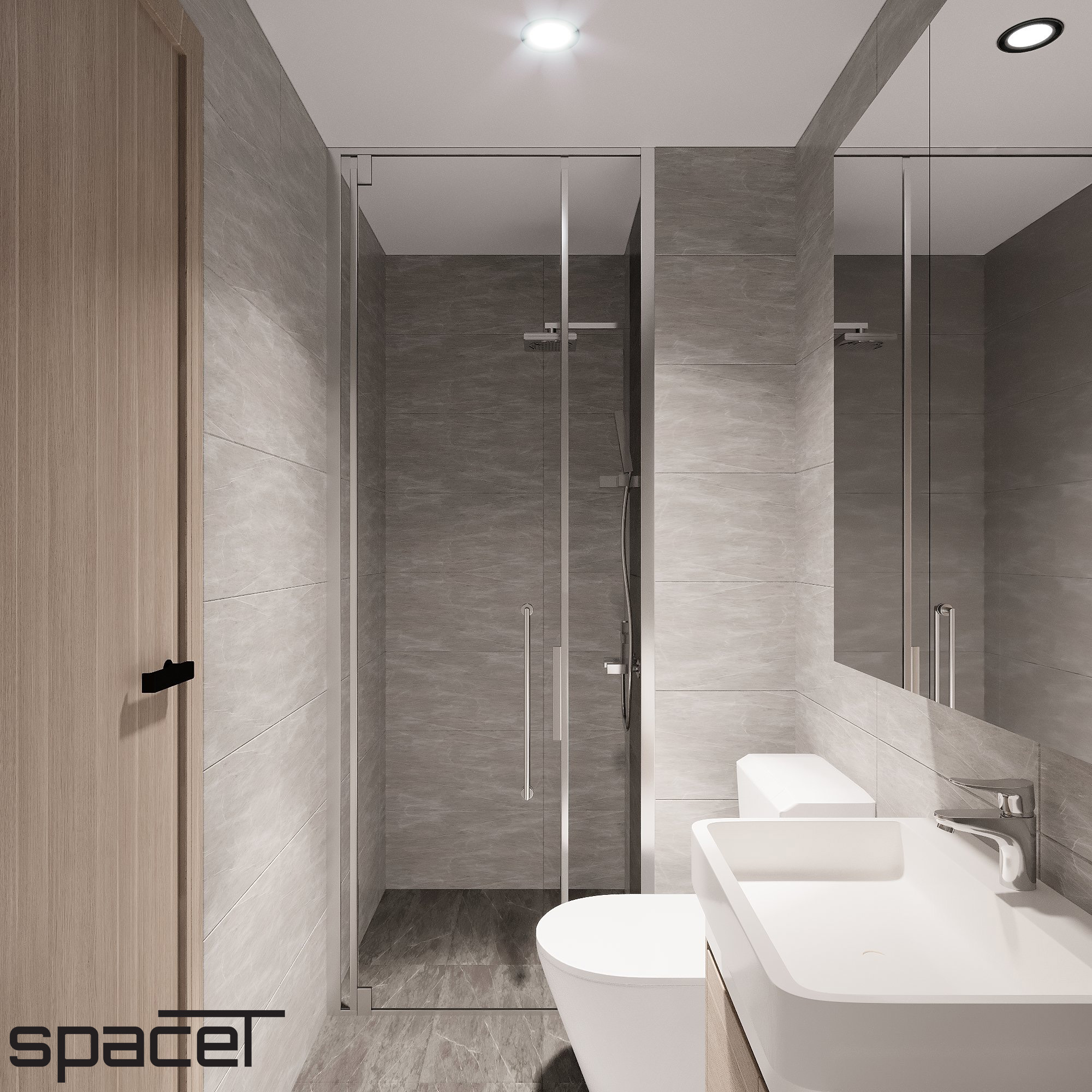 Phòng tắm, phong cách Hiện đại Modern, thiết kế concept nội thất, căn hộ The Origami Vinhomes Grand Park