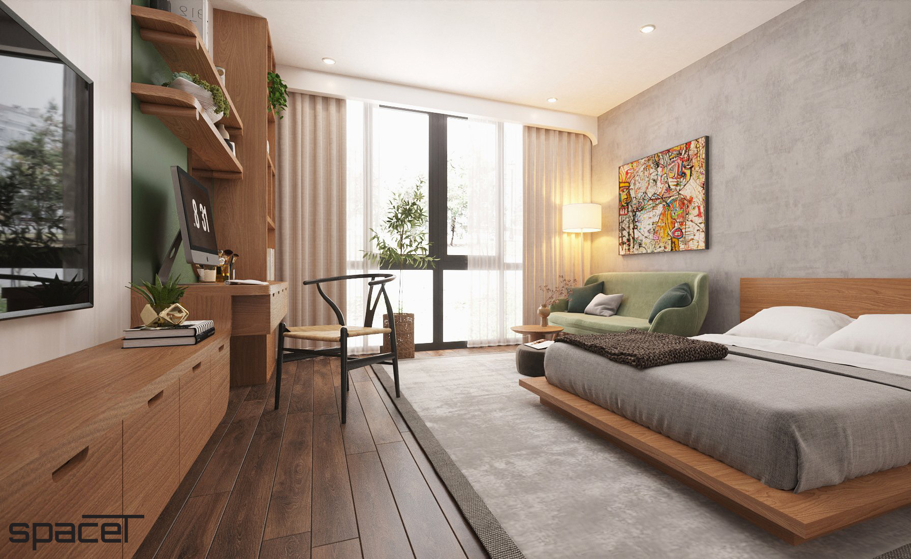 Phòng ngủ, phong cách Hiện đại Modern, thiết kế concept nội thất, nhà phố Quận 11