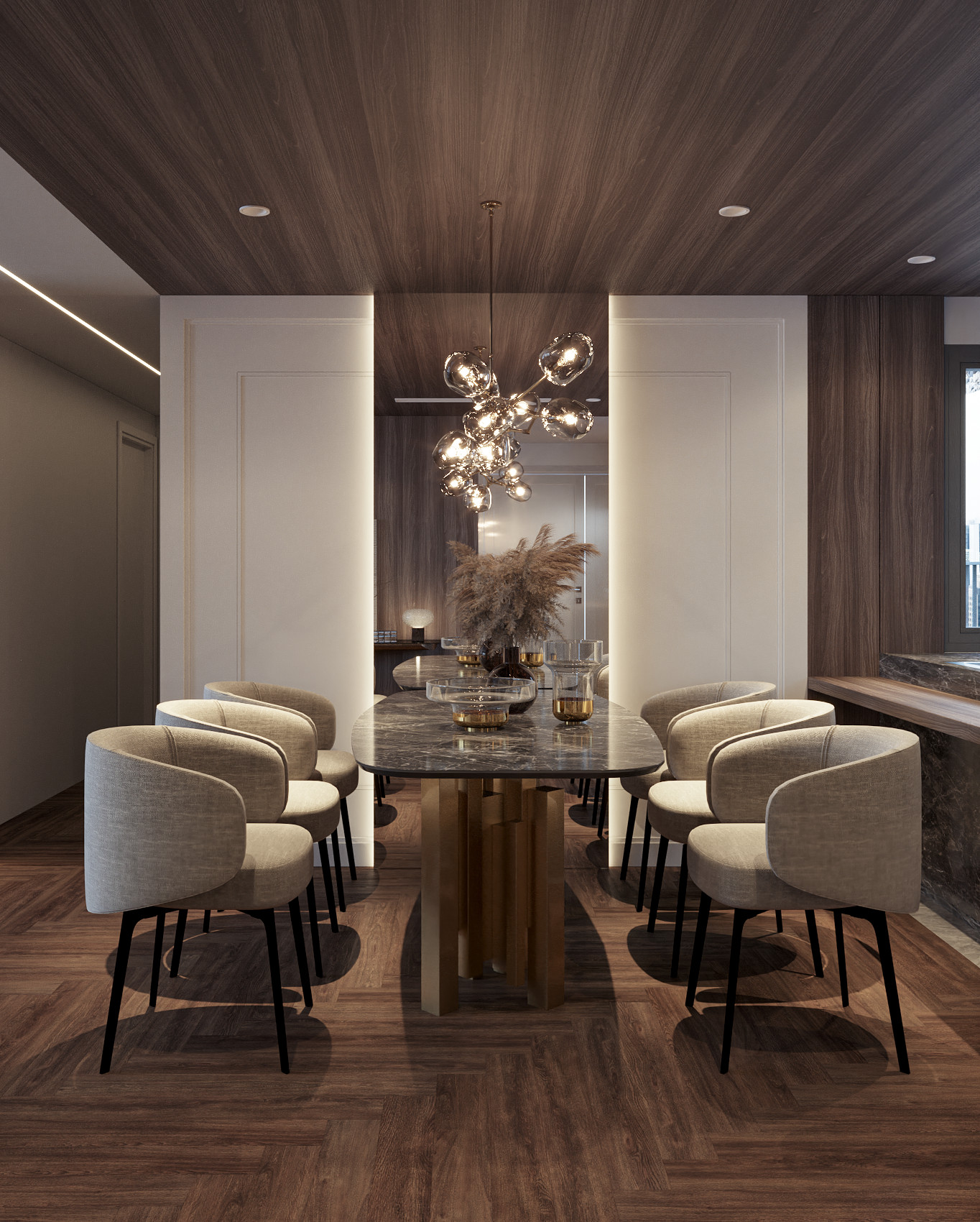 Phòng ăn, phong cách Hiện đại Modern, thiết kế concept nội thất, căn hộ Saigon Pearl Topaz 2