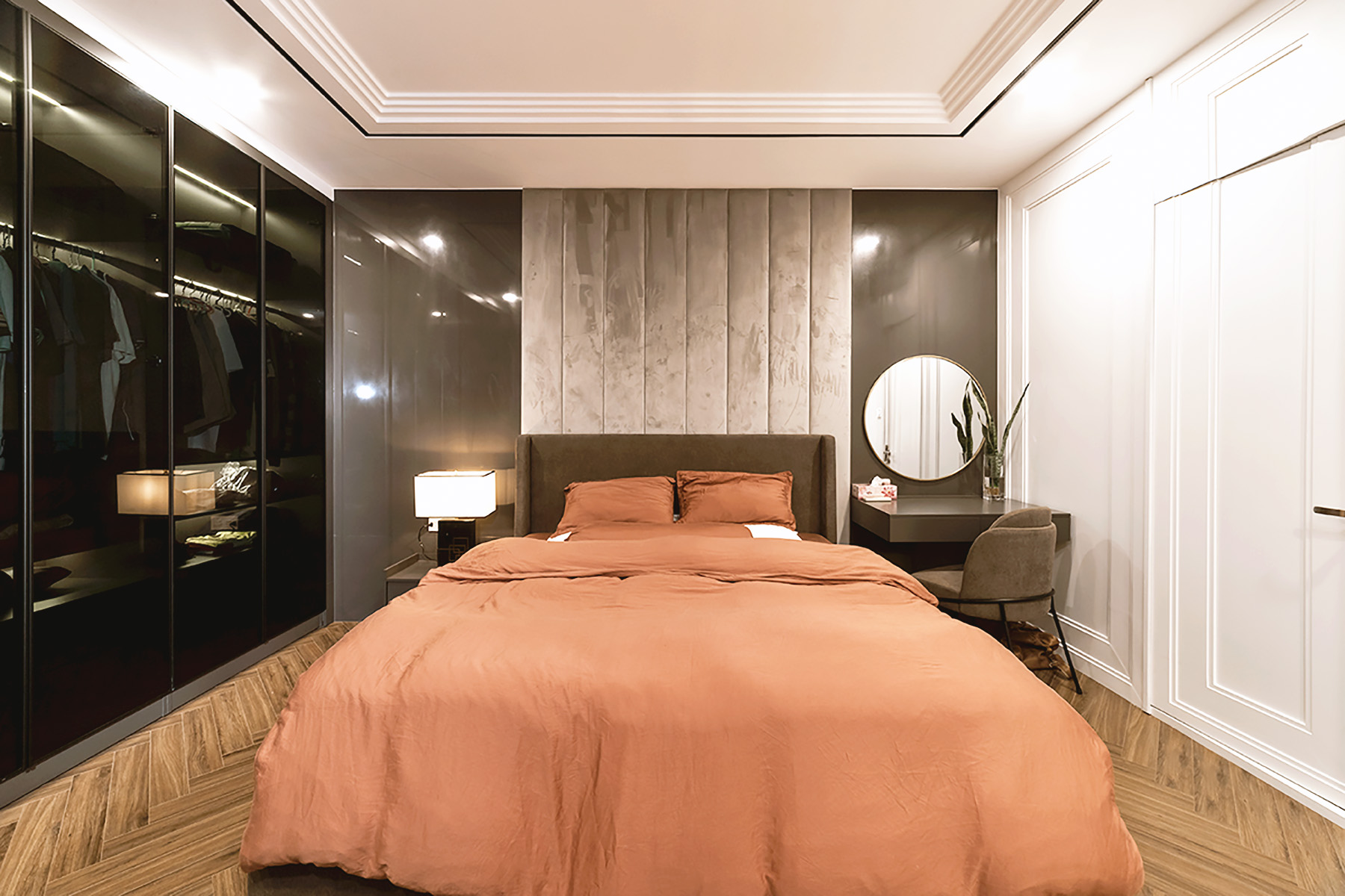 Phòng ngủ Master, phong cách Hiện đại Modern, hoàn thiện nội thất, căn hộ Saigon Pearl Topaz 2