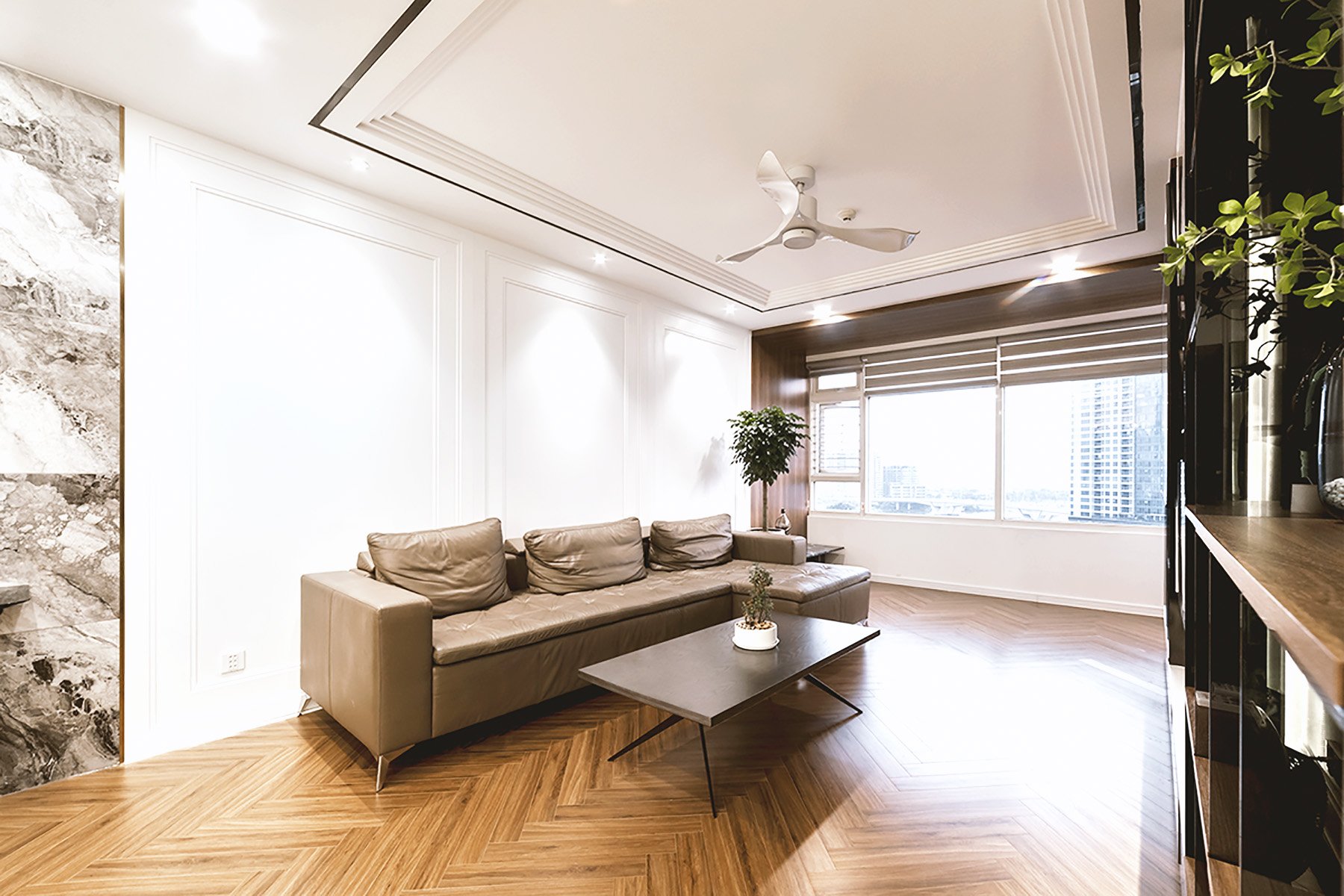 Phòng khách, phong cách Hiện đại Modern, hoàn thiện nội thất, căn hộ Saigon Pearl Topaz 2