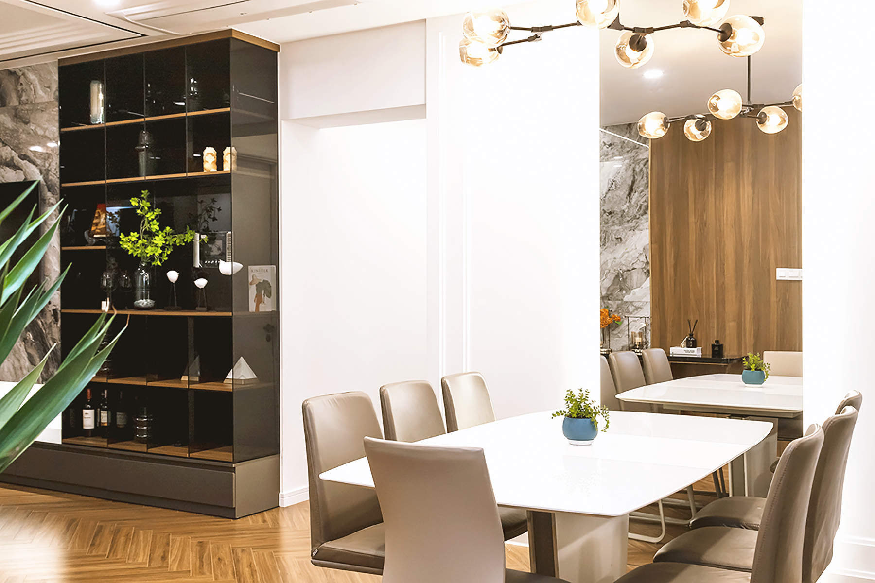 Phòng ăn, phong cách Hiện đại Modern, hoàn thiện nội thất, căn hộ Saigon Pearl Topaz 2