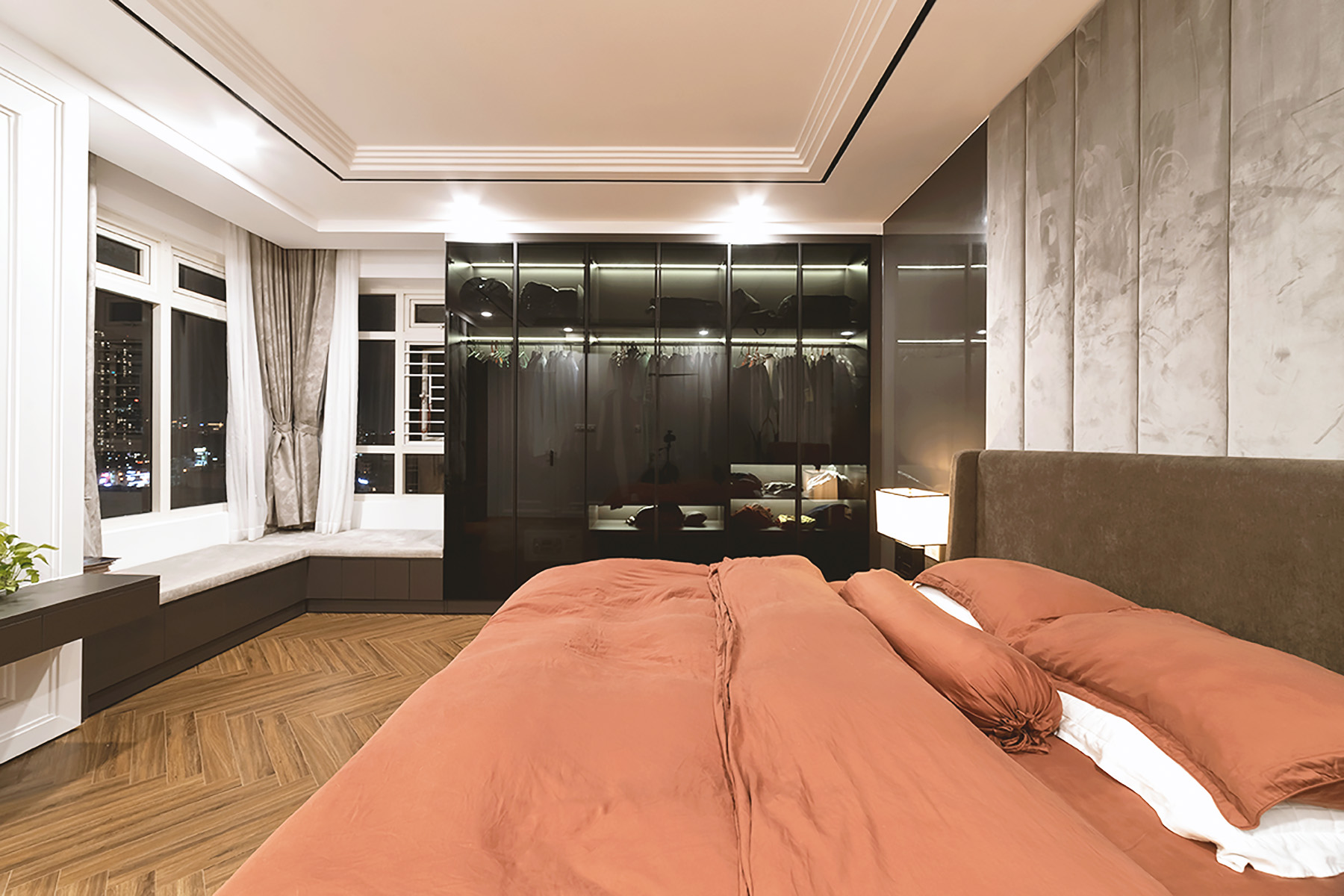 Phòng ngủ Master, phong cách Hiện đại Modern, hoàn thiện nội thất, căn hộ Saigon Pearl Topaz 2