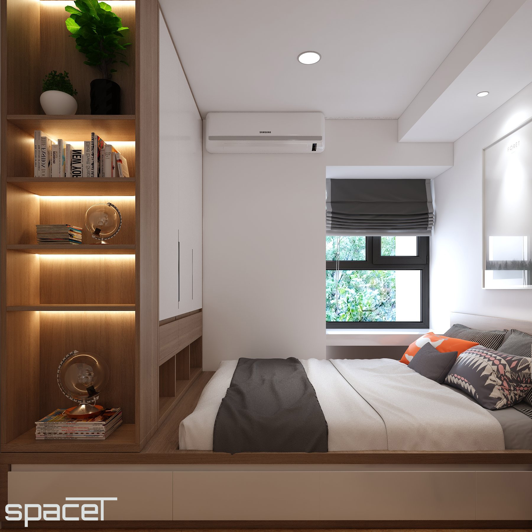 Phòng ngủ, phong cách Hiện đại Modern, thiết kế concept nội thất, căn hộ chung cư Ricca