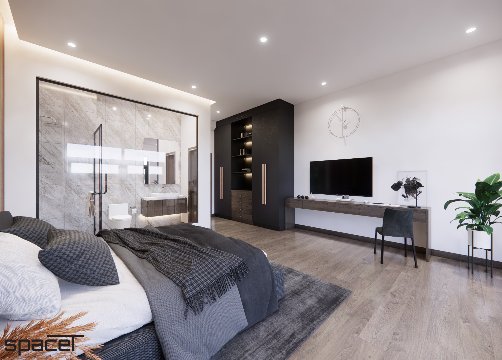 Phòng ngủ, phong cách Hiện đại Modern, thiết kế concept nội thất, nhà phố quận Bình Thạnh