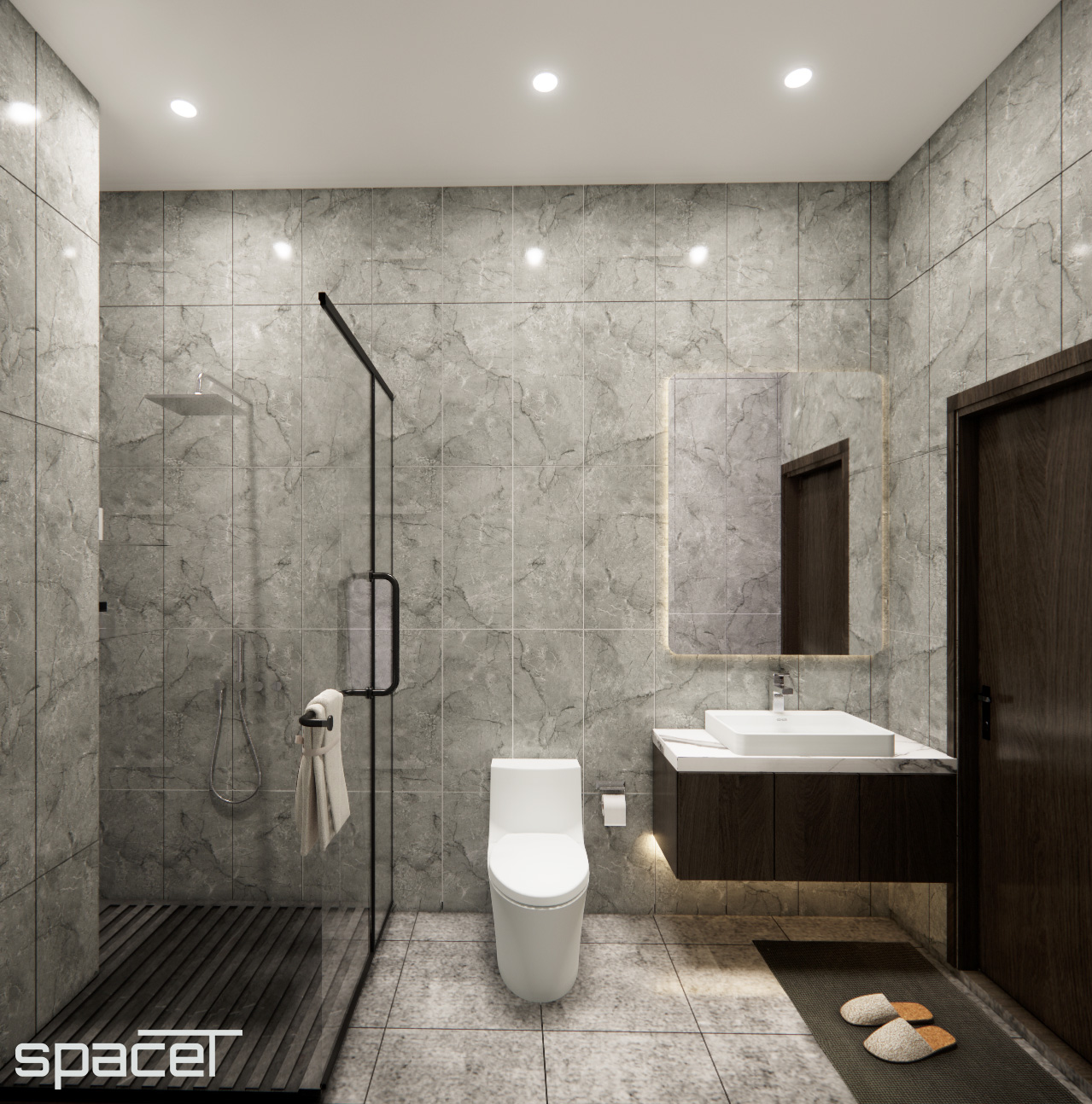 Phòng tắm, phong cách Hiện đại Modern, thiết kế concept nội thất, nhà phố quận Bình Thạnh