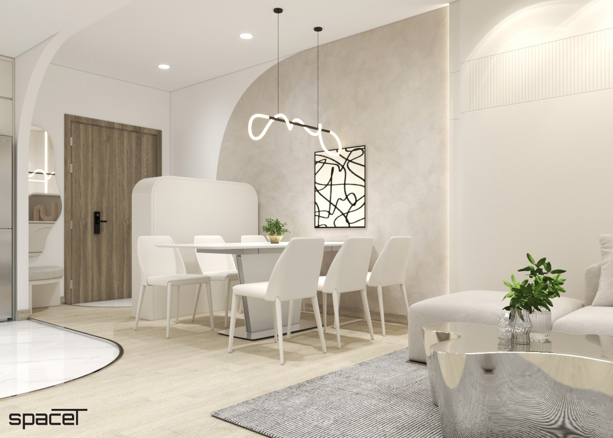 Phòng ăn, phong cách Hiện đại Modern, thiết kế concept nội thất, căn hộ Sunwah Pearl