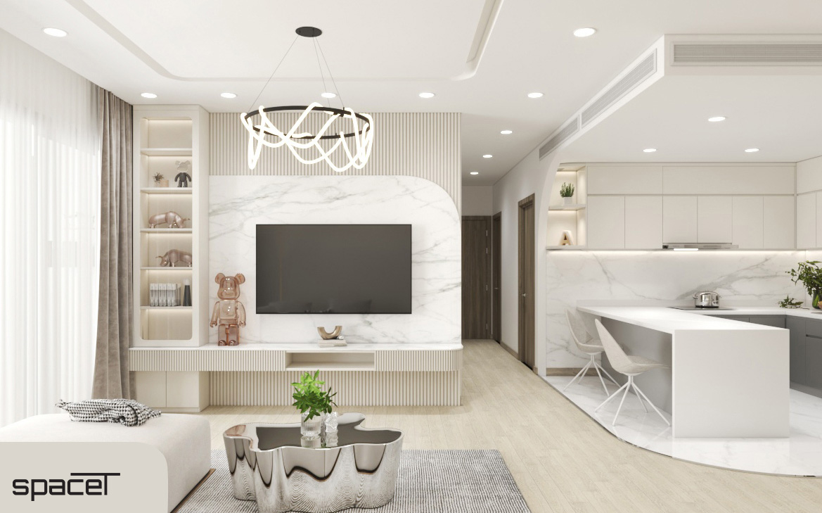 Phòng khách, phong cách Hiện đại Modern, thiết kế concept nội thất, căn hộ Sunwah Pearl