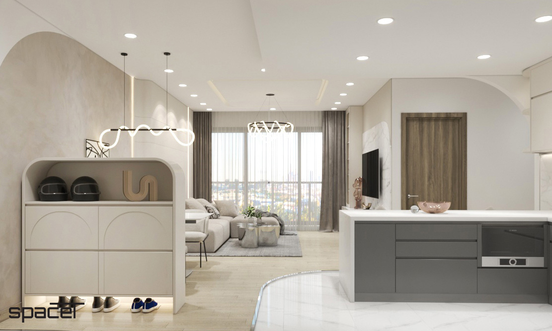 Lối vào, phong cách Hiện đại Modern, thiết kế concept nội thất, căn hộ Sunwah Pearl