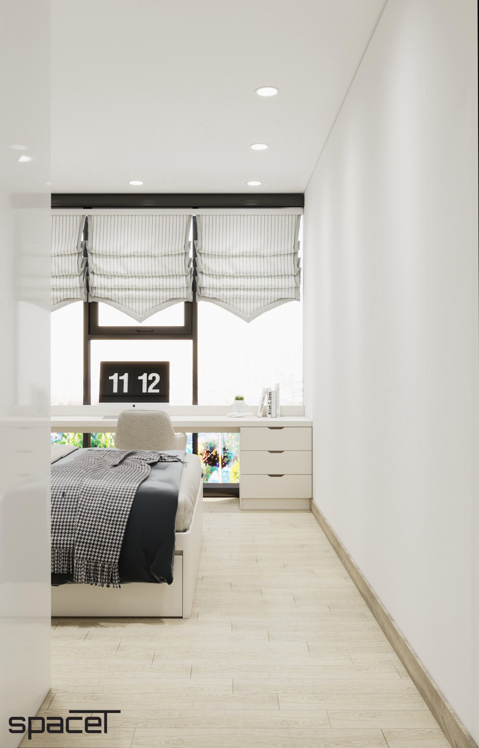 Phòng ngủ, phong cách Hiện đại Modern, thiết kế concept nội thất, căn hộ Sunwah Pearl