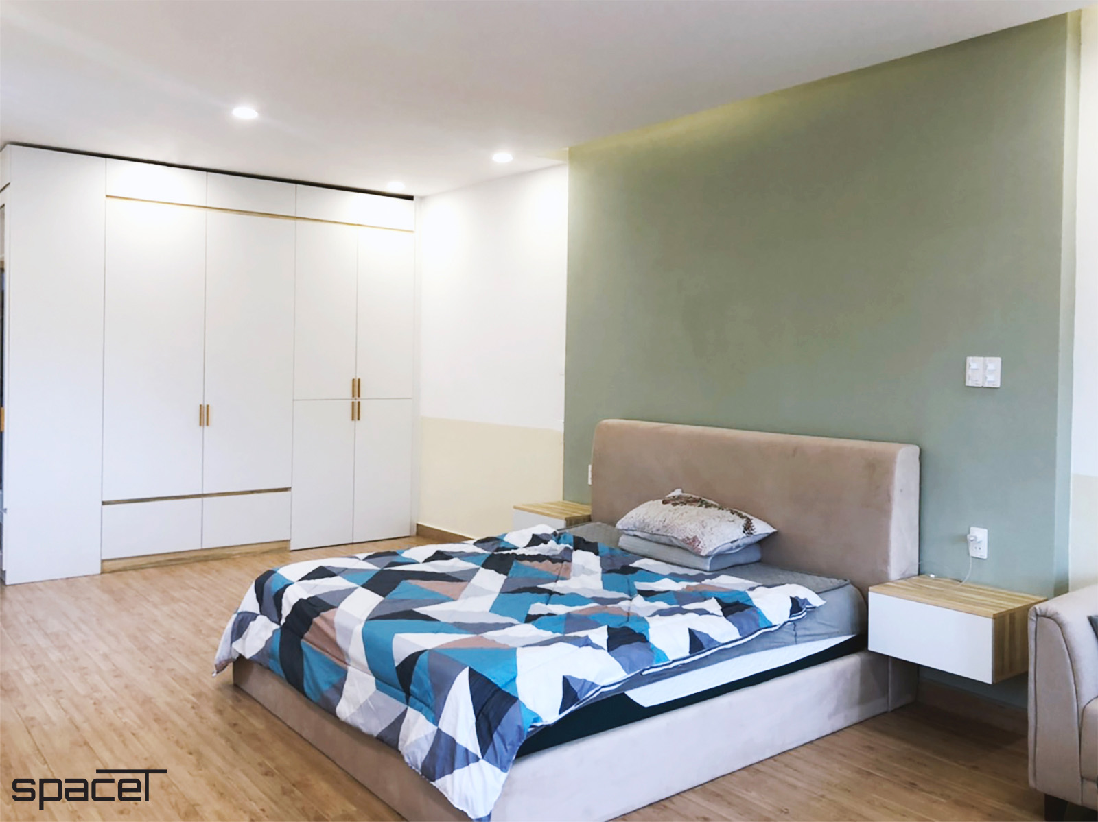 Phòng ngủ, phong cách Hiện đại Modern, hoàn thiện nội thất, nhà phố Quận 11