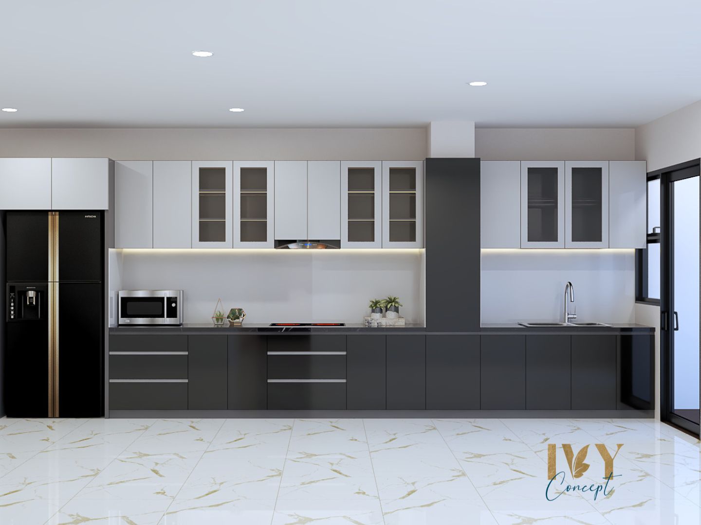 Phòng bếp, phong cách Hiện đại Modern, thiết kế concept nội thất, căn hộ Petro Landmark