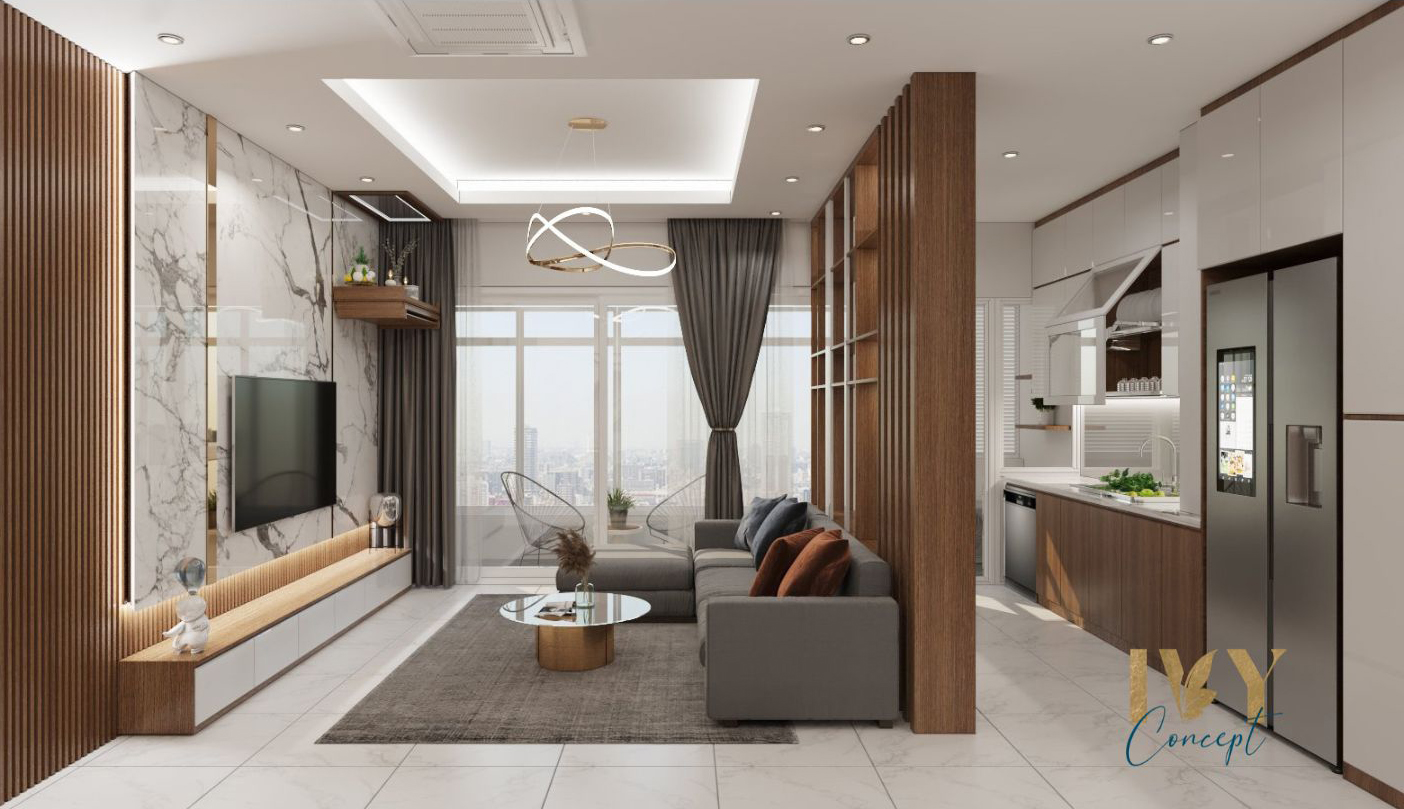 Phòng khách, phong cách Hiện đại Modern, thiết kế concept nội thất, căn hộ Petro Landmark