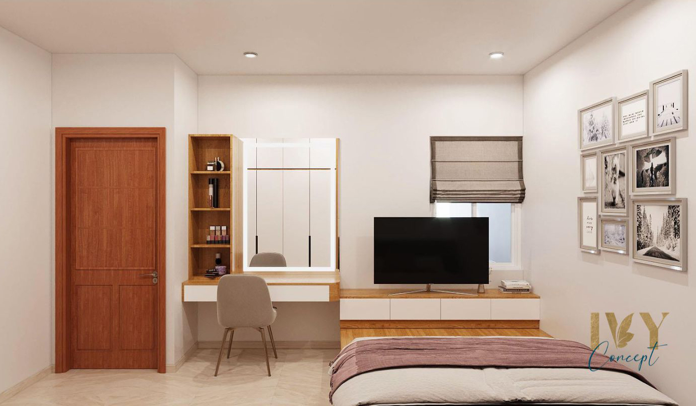 Phòng ngủ, phong cách Bắc Âu Scandinavian, thiết kế concept nội thất, căn hộ The CBD Premium Home