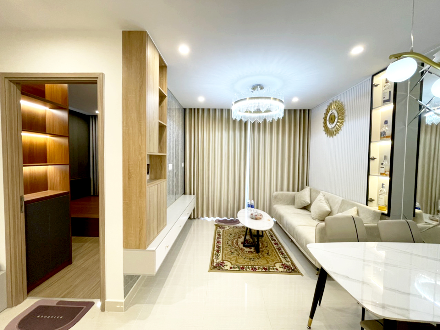 Phòng khách, phong cách Hiện đại Modern, hoàn thiện nội thất, căn hộ The Origami