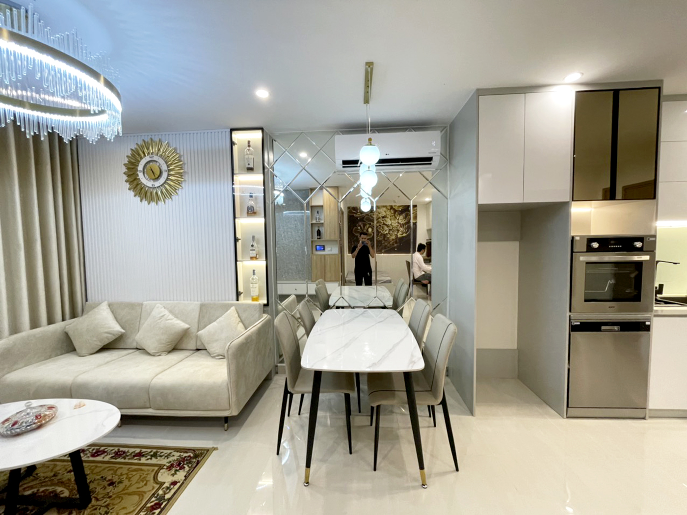 Phòng ăn, phong cách Hiện đại Modern, hoàn thiện nội thất, căn hộ The Origami