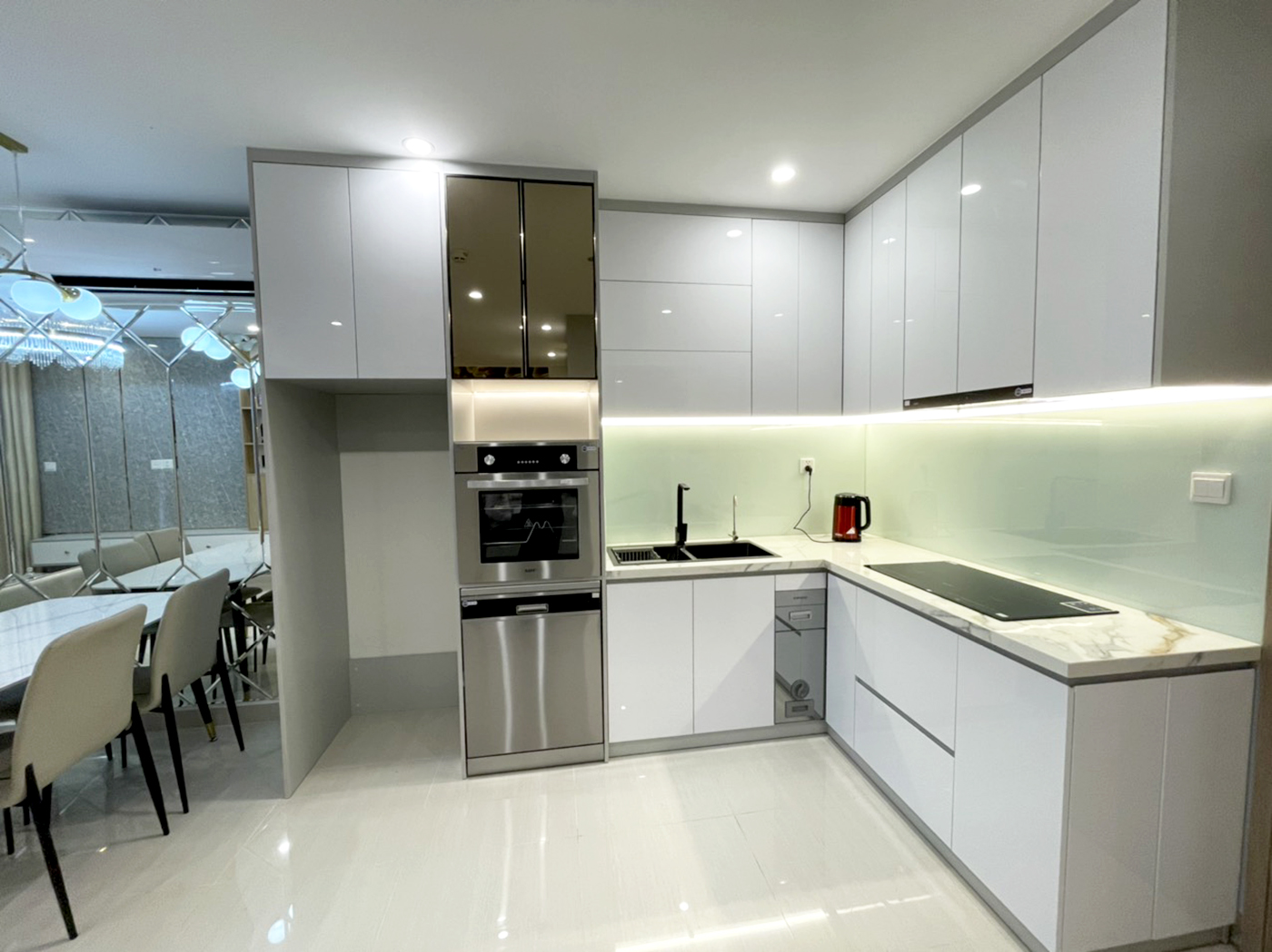 Phòng bếp, phong cách Hiện đại Modern, hoàn thiện nội thất, căn hộ The Origami