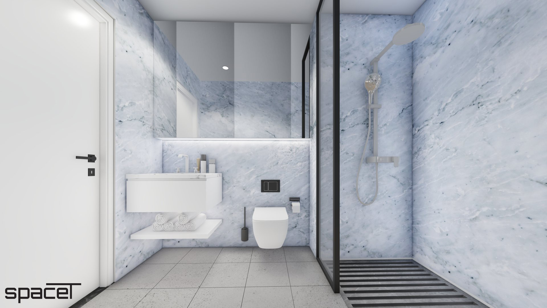 Phòng tắm, nhà vệ sinh, phong cách Tối giản Minimalist, thiết kế concept nội thất, căn hộ The Origami Vinhomes Quận 9