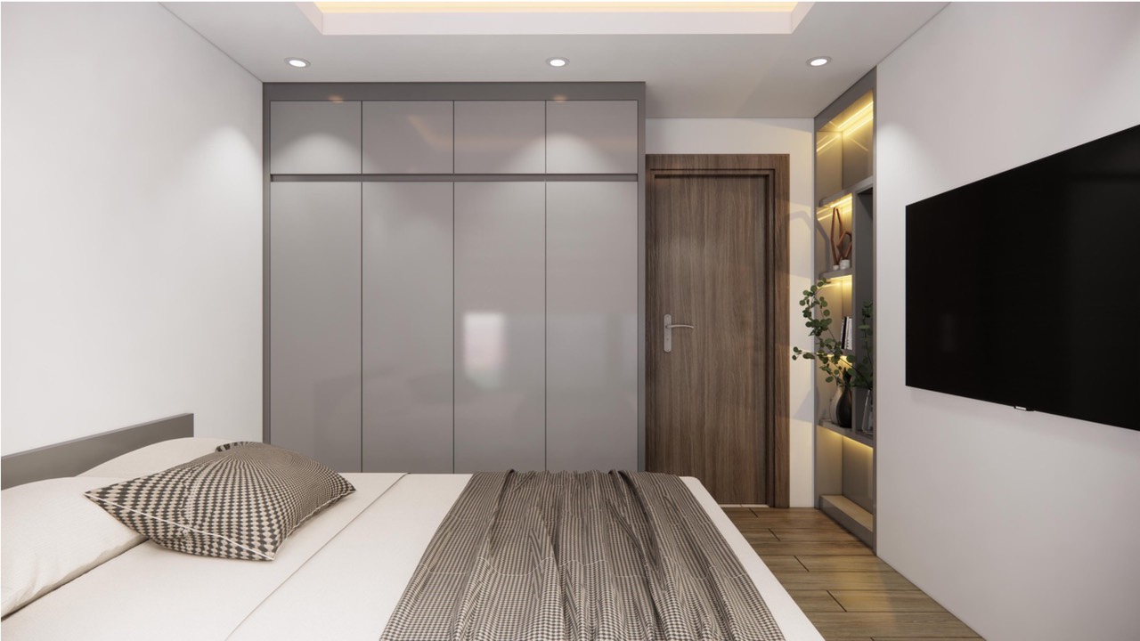 Phòng ngủ, phong cách Hiện đại Modern, thiết kế concept nội thất, căn hộ The Origami Vinhomes Quận 9
