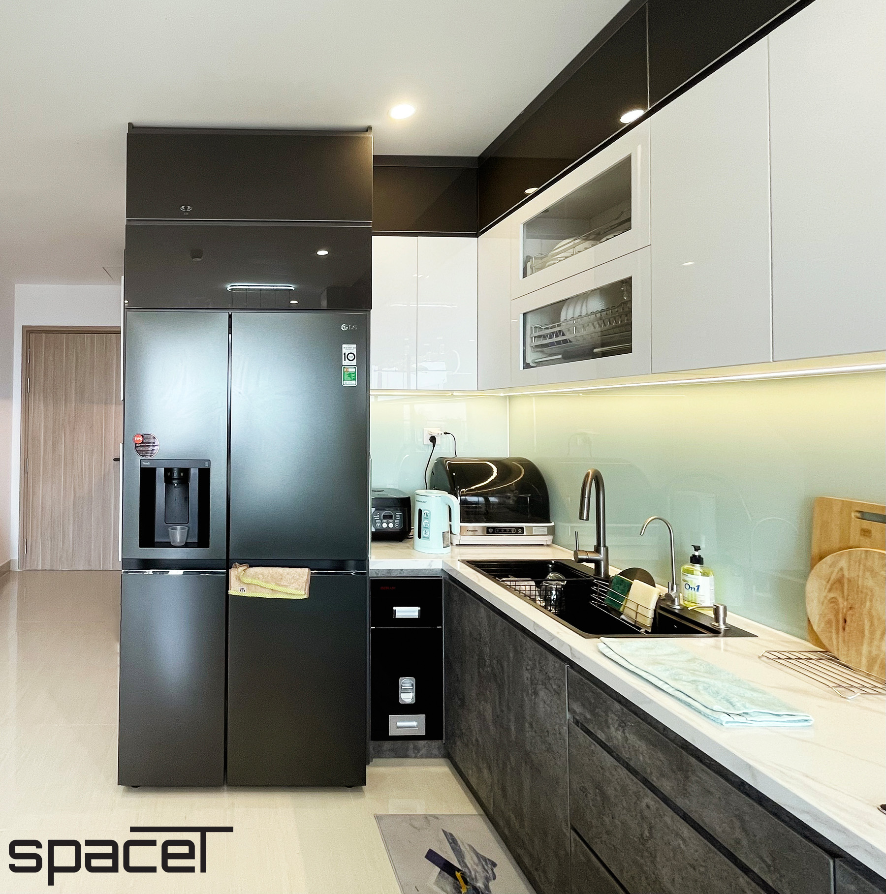 Phòng bếp, phong cách Hiện đại Modern, hoàn thiện nội thất, căn hộ The Origami Vinhomes Quận 9