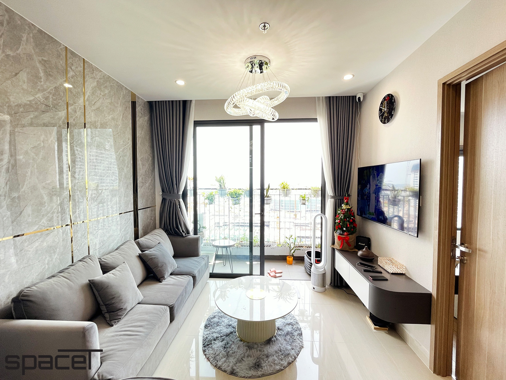 Phòng khách, phong cách Hiện đại Modern, hoàn thiện nội thất, căn hộ The Origami Vinhomes Quận 9